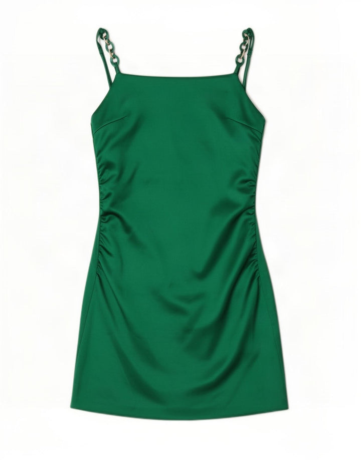 Zara Mujer Vestido Slip UK 8 Pequeño Poliéster Verde
