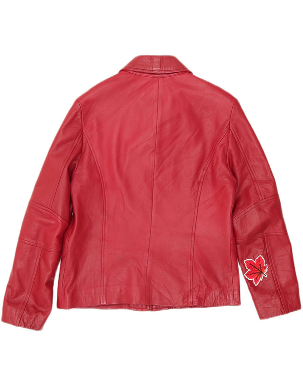 Chaqueta de cuero vintage para mujer IT 46 Rojo grande