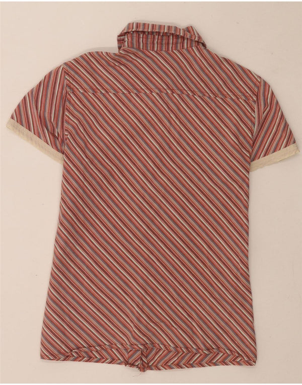 Think Pink Camisa de manga corta para mujer UK 10 Small Red Stripe Cotton