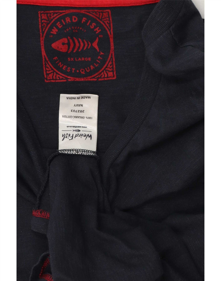 Weird Fish Camiseta para hombre Top 5XL Azul marino Algodón