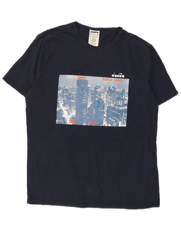 Diadora Hombre Camiseta Gráfica Top XL Azul Marino Algodón