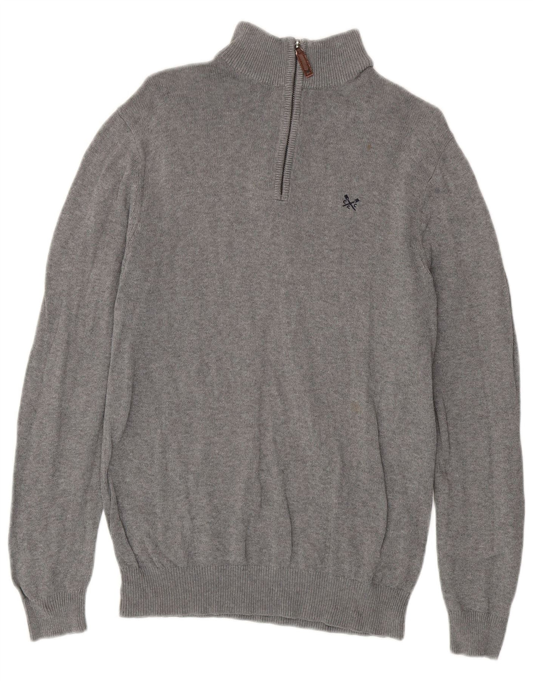 Crew Clothing - Jersey con cuello y cremallera para hombre, talla pequeña, algodón gris