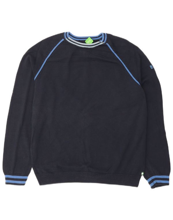 Hugo Boss Hombre Jersey De Cuello Redondo Jersey XL Azul Marino Algodón