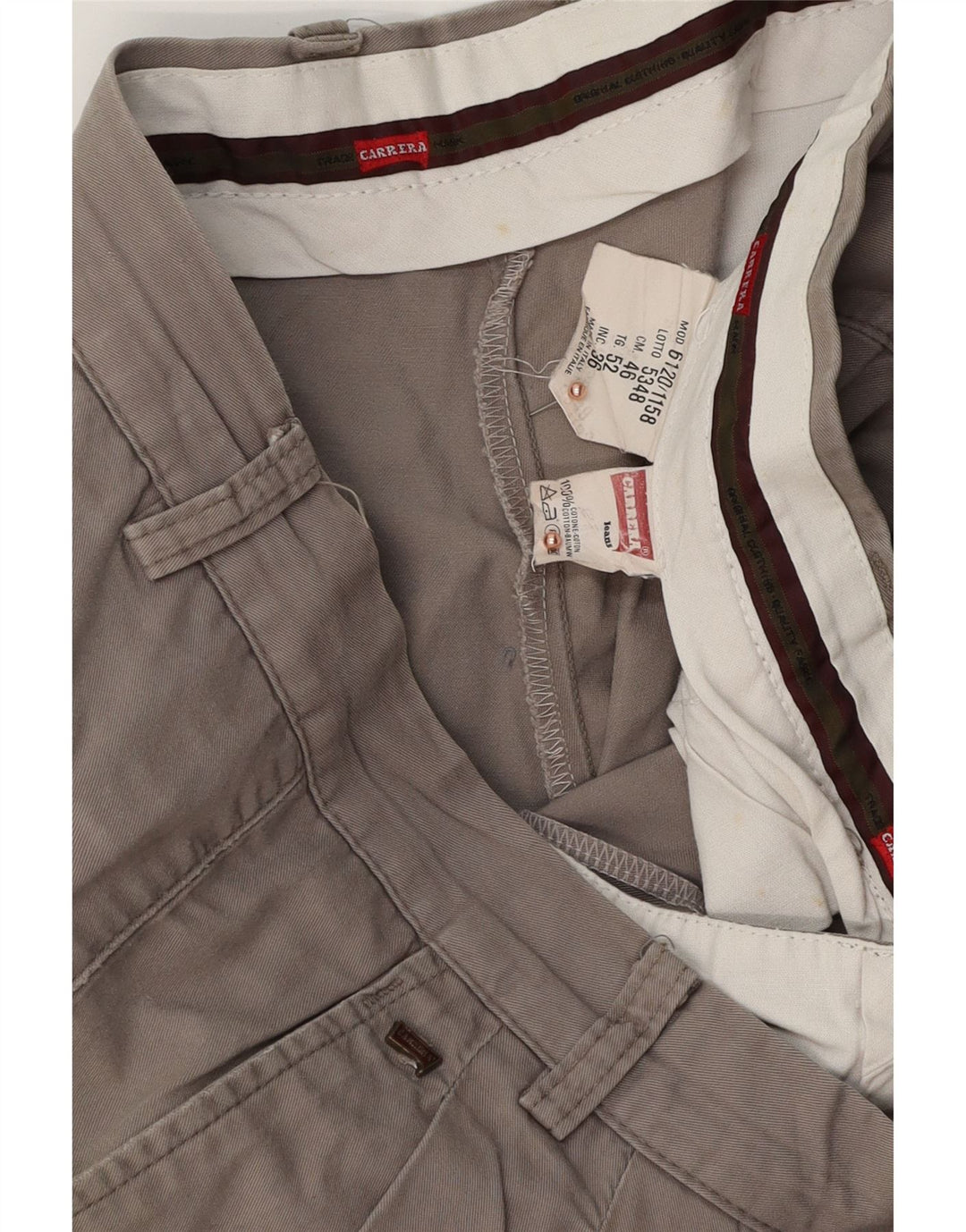 CARRERA Pantalones cortos chinos pegados para hombre W36 Algodón gris grande