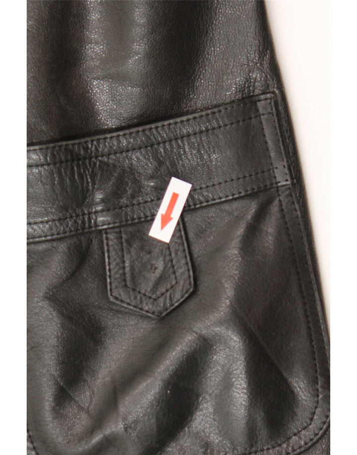Abrigo de cuero vintage para mujer IT 52 2XL Negro