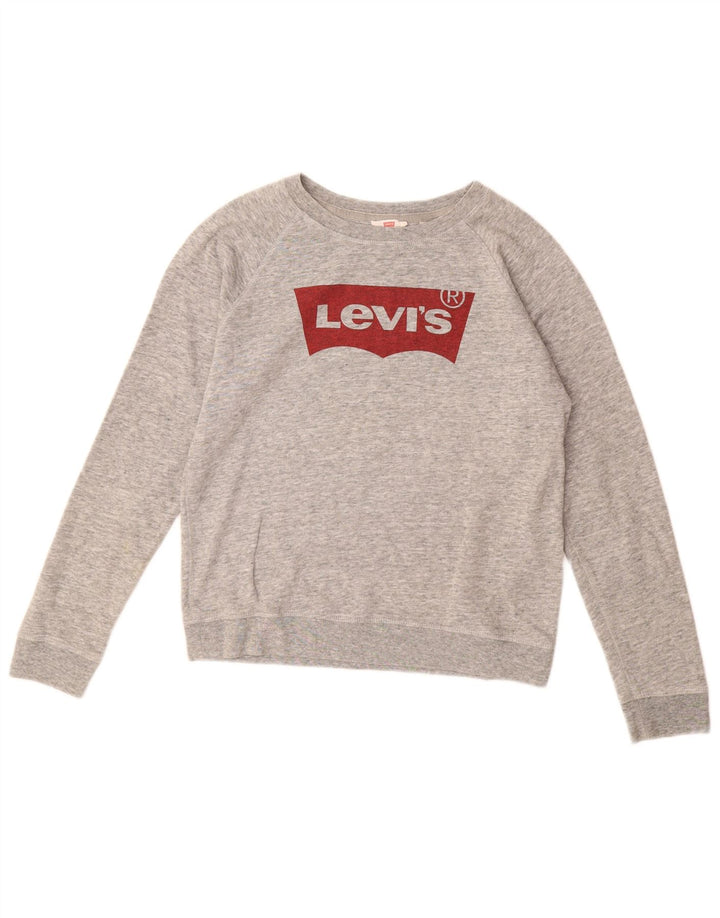 LEVI'S Sudadera gráfica para mujer Jumper UK 12 Algodón gris medio