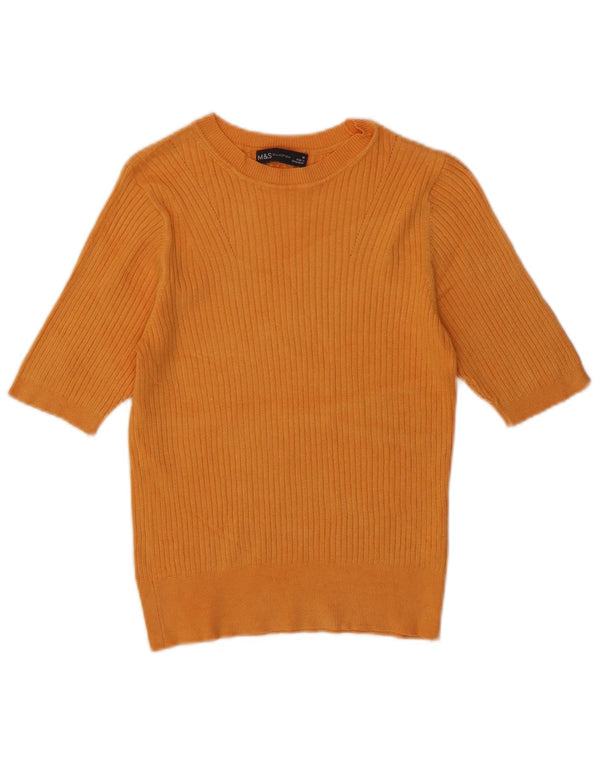 Marks & Spencer Jersey con Cuello Barco para Mujer UK 10 Small Naranja