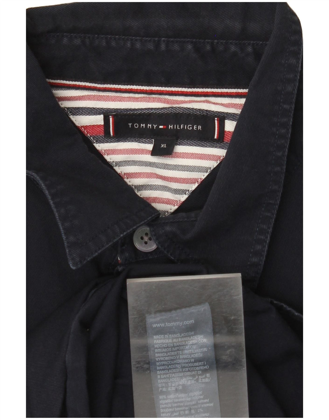 TOMMY HILFIGER Camisa Hombre XL Azul Marino Algodón