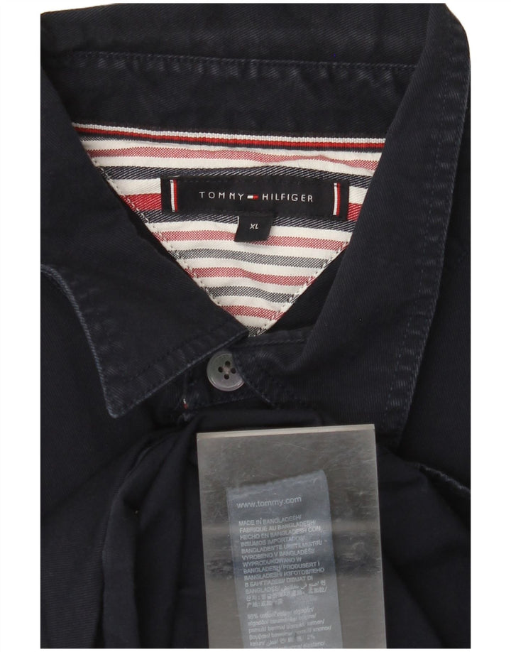 TOMMY HILFIGER Camisa Hombre XL Azul Marino Algodón