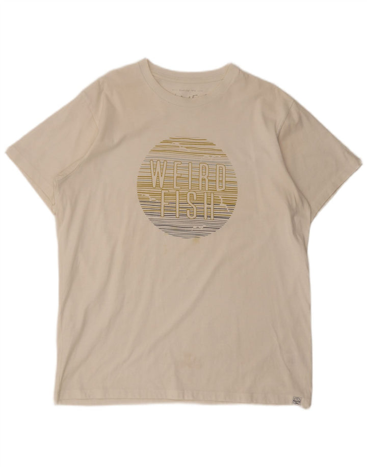 Weird Fish Camiseta gráfica para hombre Top XL Algodón blanco