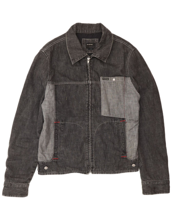 Energie Chaqueta vaquera para hombre UK 40 Large Gris Colorblock Algodón