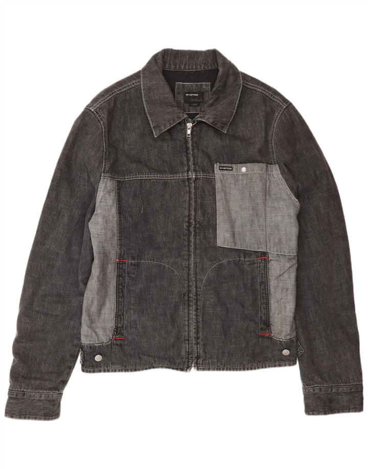 Energie Chaqueta vaquera para hombre UK 40 Large Gris Colorblock Algodón