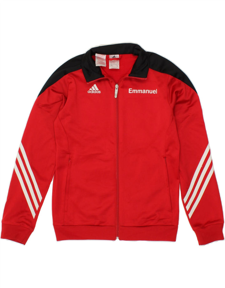 ADIDAS Boys Graphic Tracksuit Top Jacket 11-12 Years Large Red Polyester Vintage Adidas and Second-Hand Adidas from Messina Hembry 