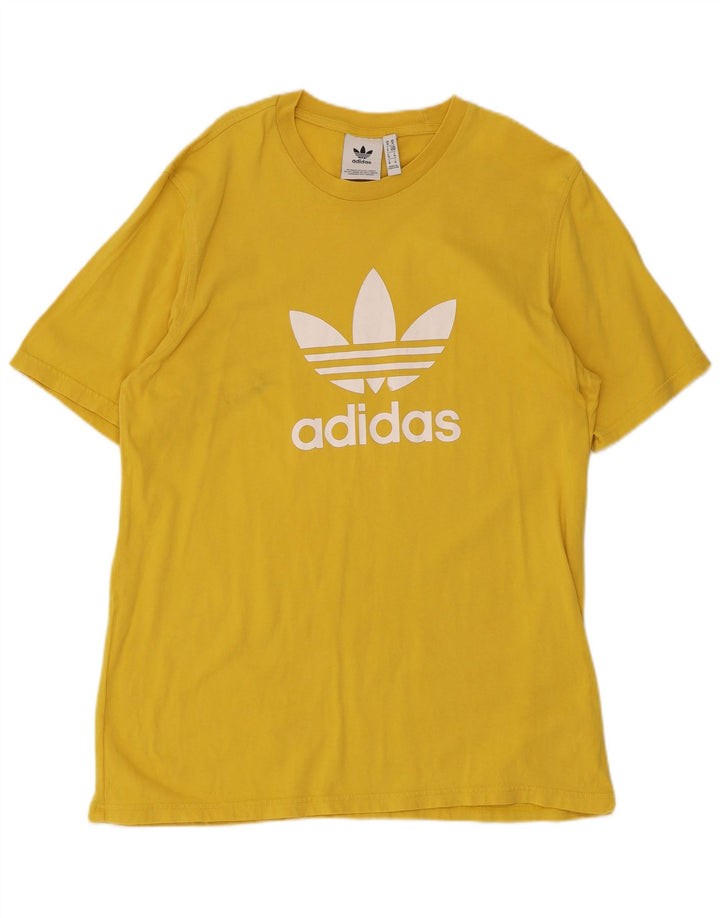 Adidas Hombre Camiseta Gráfica Top Algodón Amarillo Medio