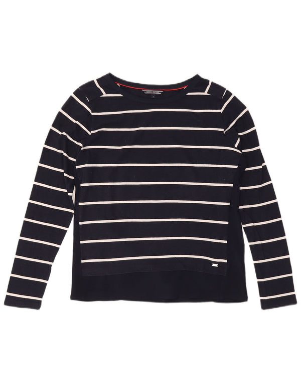 TOMMY HILFIGER Top de mujer de manga larga UK 10 Small Algodón a rayas azul marino