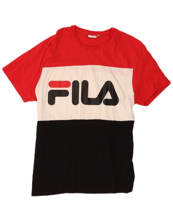 Fila Camiseta gráfica para hombre Top XL Algodón color block multicolor