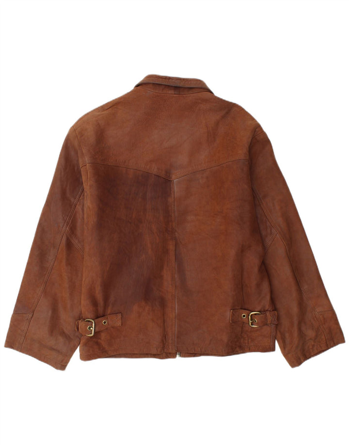 Chaqueta de cuero para hombre Harvest UK 40 Cuero marrón grande