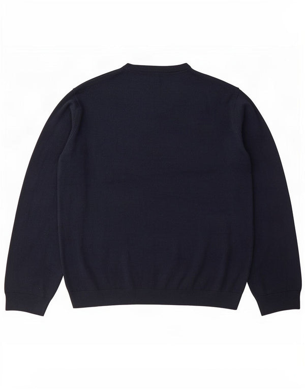 Marks & Spencer Suéter tipo jersey con cuello en V y ajuste regular para hombre 2XL Azul marino