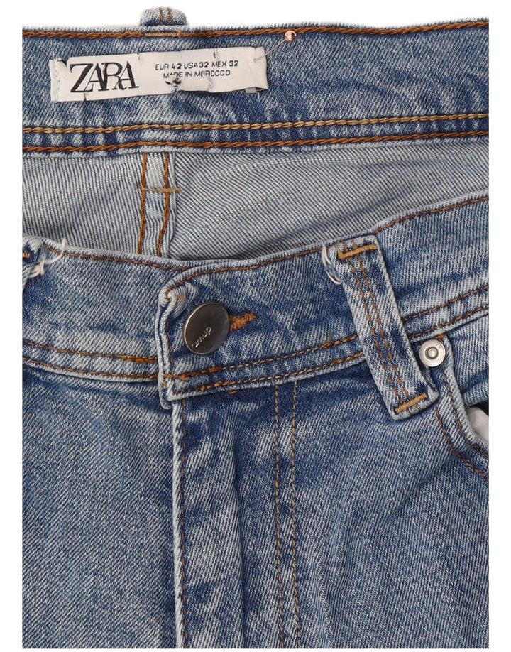 ZARA Vaqueros ajustados desgastados con gráfico para hombre EU 42 Large W32 L32 Azul