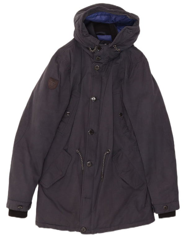 Fred Mello Chaqueta Parka con Capucha para Hombre UK 36 Small Azul Marino Algodón