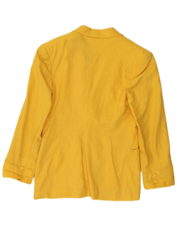 POP 84 Chaqueta tipo blazer de 2 botones para mujer UK 40 Medium Yellow Linen