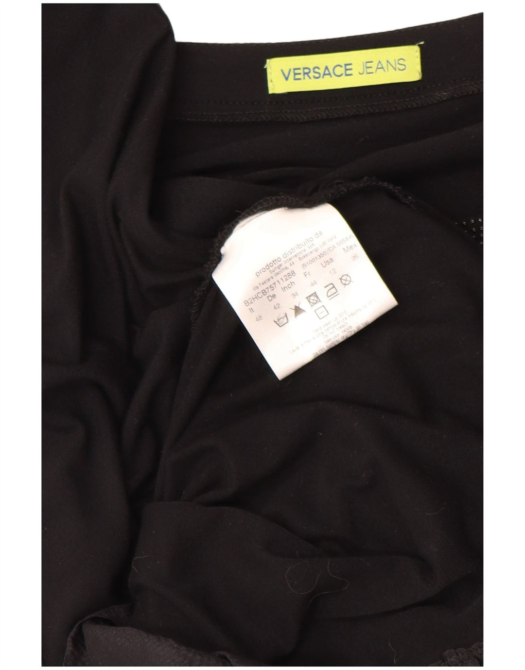 Versace Vestido Túnica Batwing IT 48 XL Viscosa Negra
