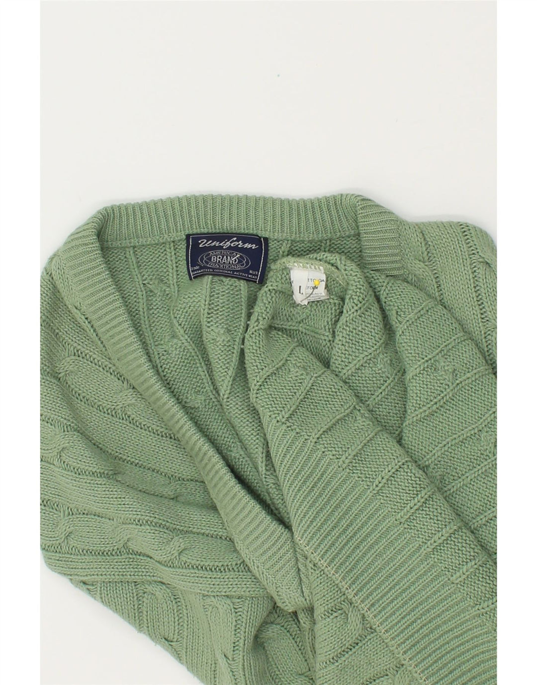 UNIFORM Suéter con cuello en V para hombre Acrílico verde grande