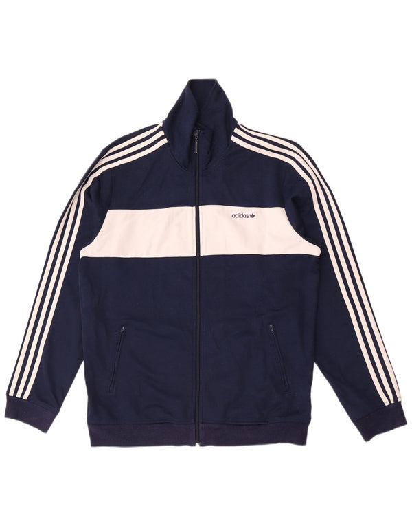Adidas Hombre Chándal Top Chaqueta Mediana Azul Marino Colorblock Deportes