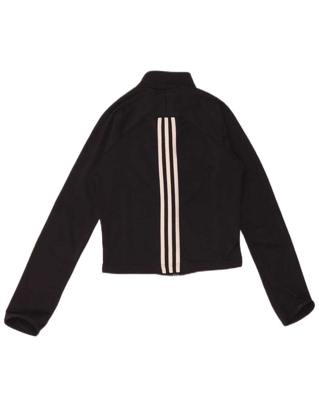 Adidas Mujer Crop Chándal Top Chaqueta Reino Unido 10 Pequeño Poliéster Negro