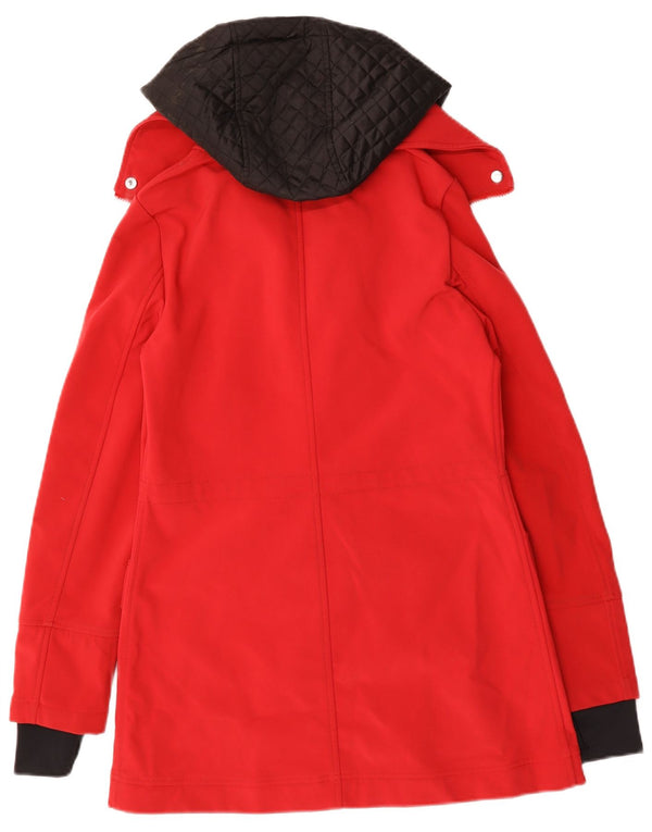 Nautica Chaqueta impermeable con capucha para mujer UK 6 XS Rojo Colorblock Poliéster