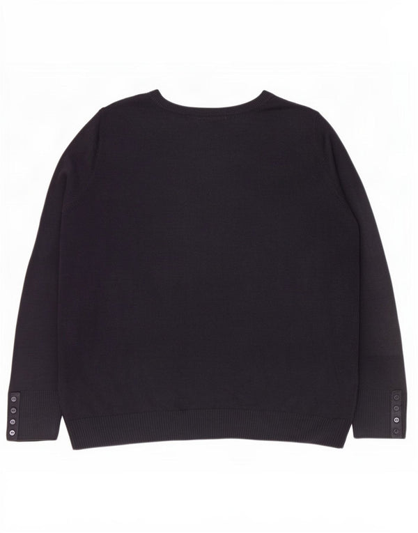 Marks & Spencer Suéter con cuello en V para mujer UK 46 Grande Acrílico azul marino