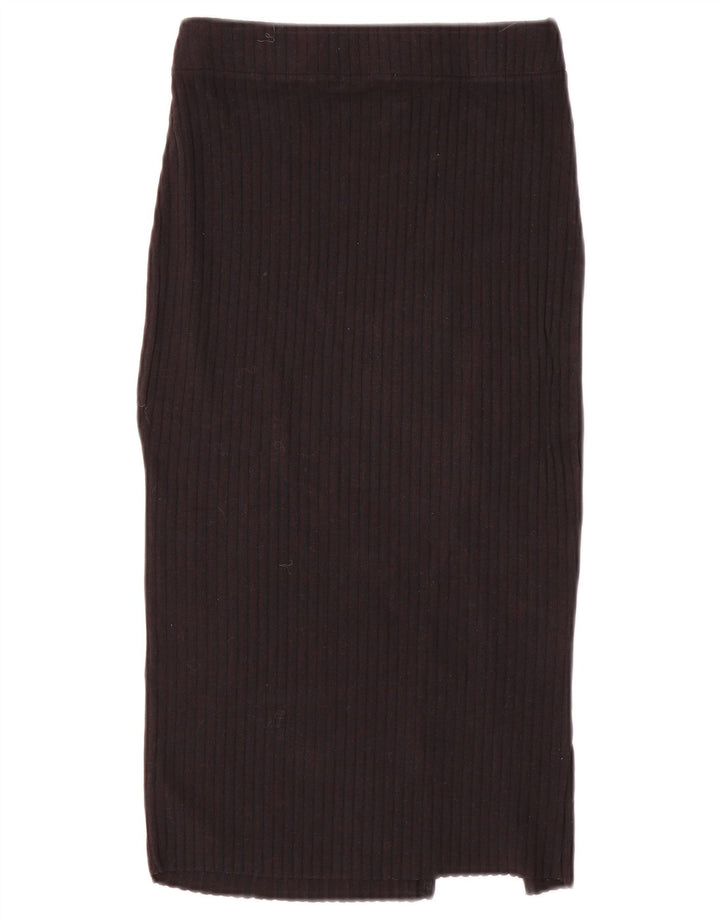 Zara Mujer Falda Midi De Punto Pequeña W26 Negro