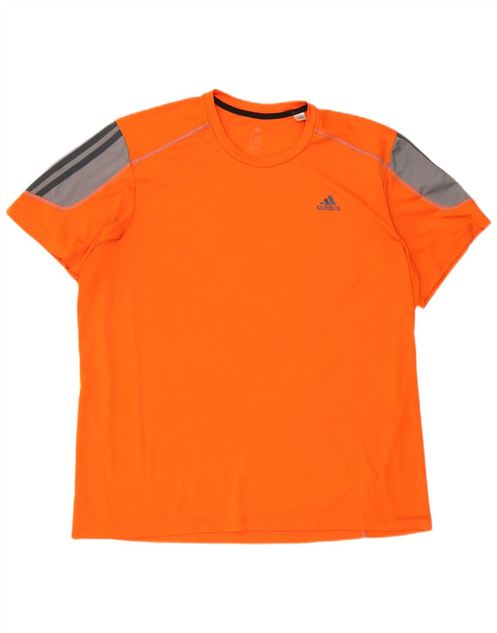 ADIDAS Camiseta Climalite para hombre Top 2XL Naranja Colorblock Poliéster