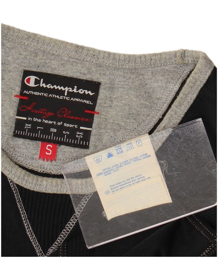 Champion Heritage Classics Graphic Top Manga Larga para Mujer UK 10 Small Negro
