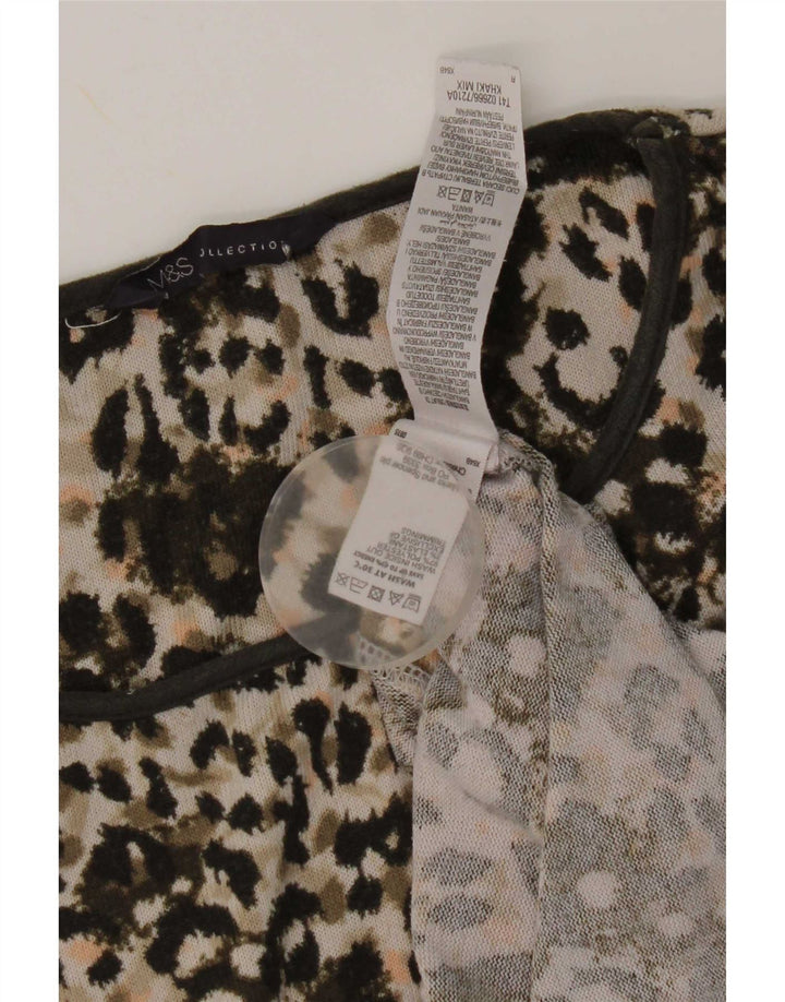 Marks & Spencer Top tipo túnica para mujer UK 12 Medium Caqui Estampado animal