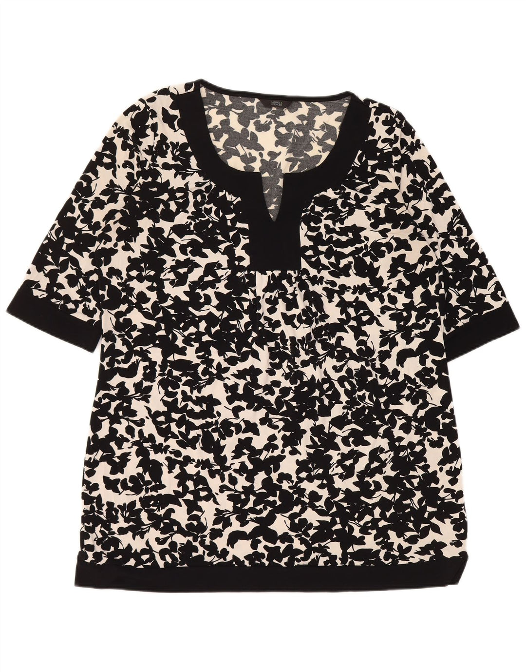 MARKS & SPENCER Blusa para mujer Top UK 46 Grande Poliéster floral negro