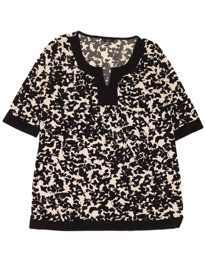 MARKS & SPENCER Blusa para mujer Top UK 46 Grande Poliéster floral negro