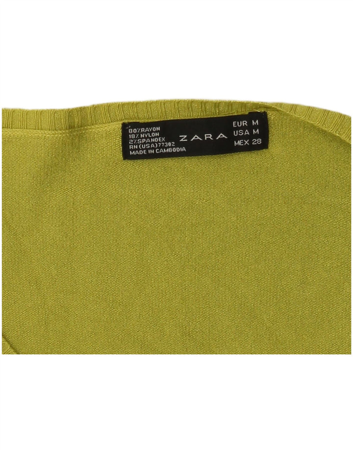 Zara Jersey con cuello en V para mujer UK 12 Rayón verde medio