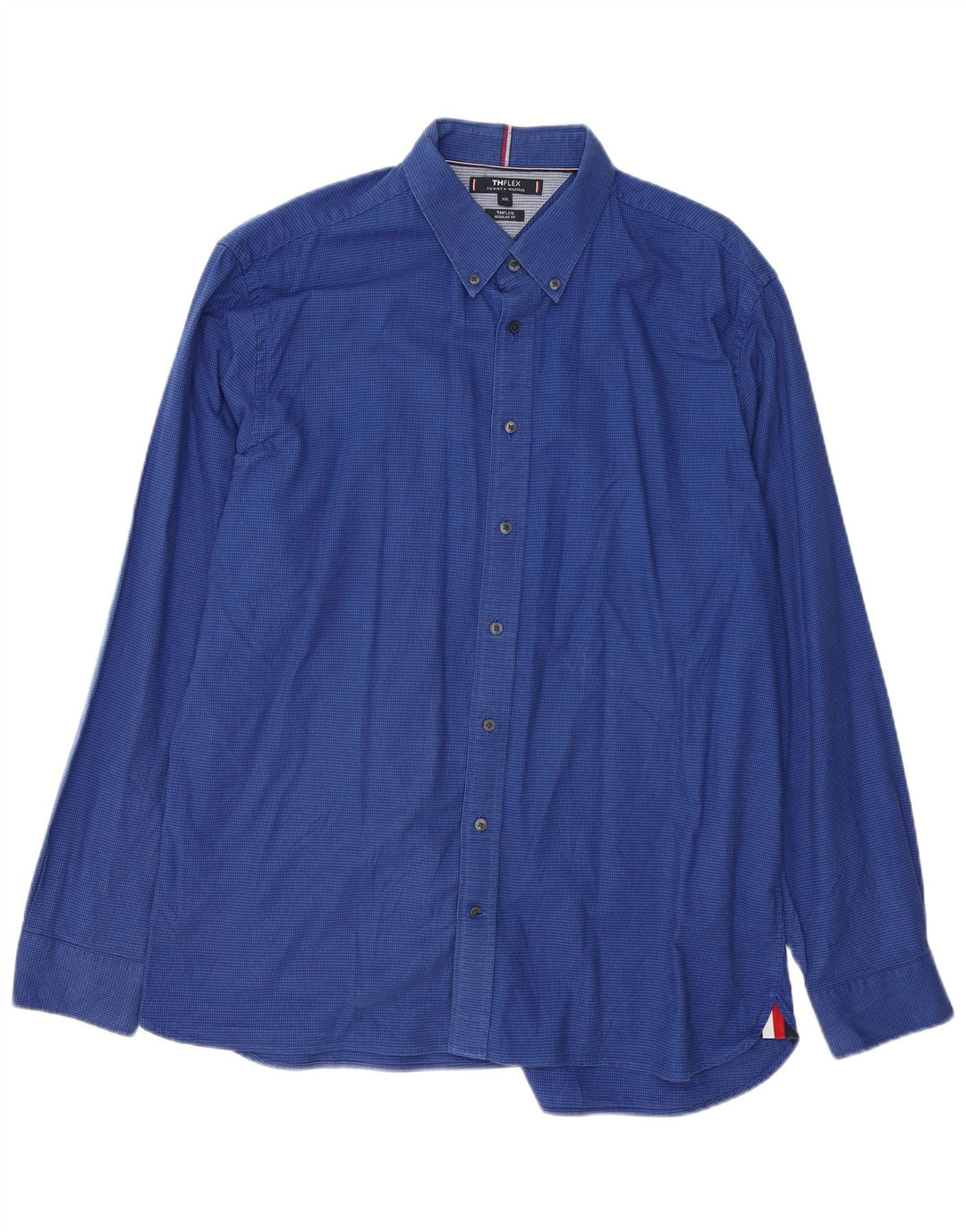 TOMMY HILFIGER Camisa de corte regular para hombre 2XL Algodón de pata de gallo azul