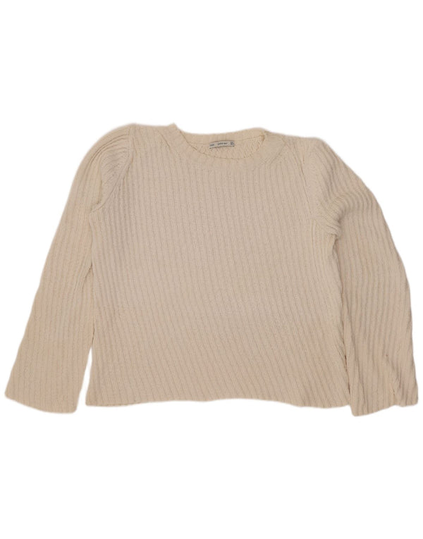 Zara - Jersey con cuello barco para mujer, talla 40, color blanco roto