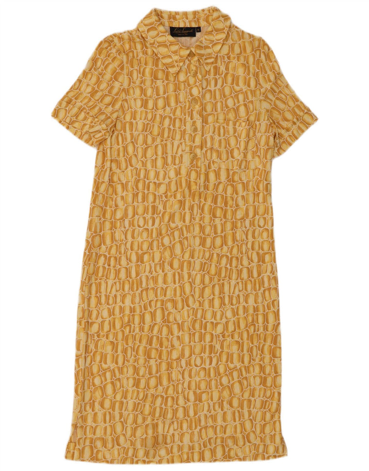 Luisa Spagnoli Vestido camisero tipo jersey para mujer UK 40 Medio Amarillo Geométrico