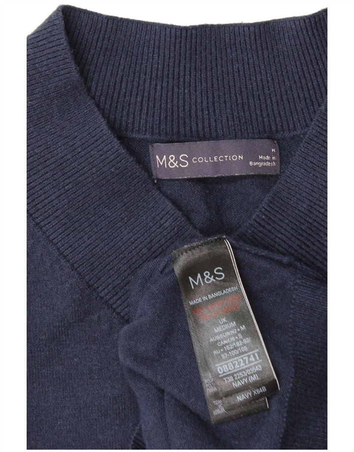 Marks & Spencer Jersey con cuello en V para mujer UK 44 Viscosa azul marino mediano