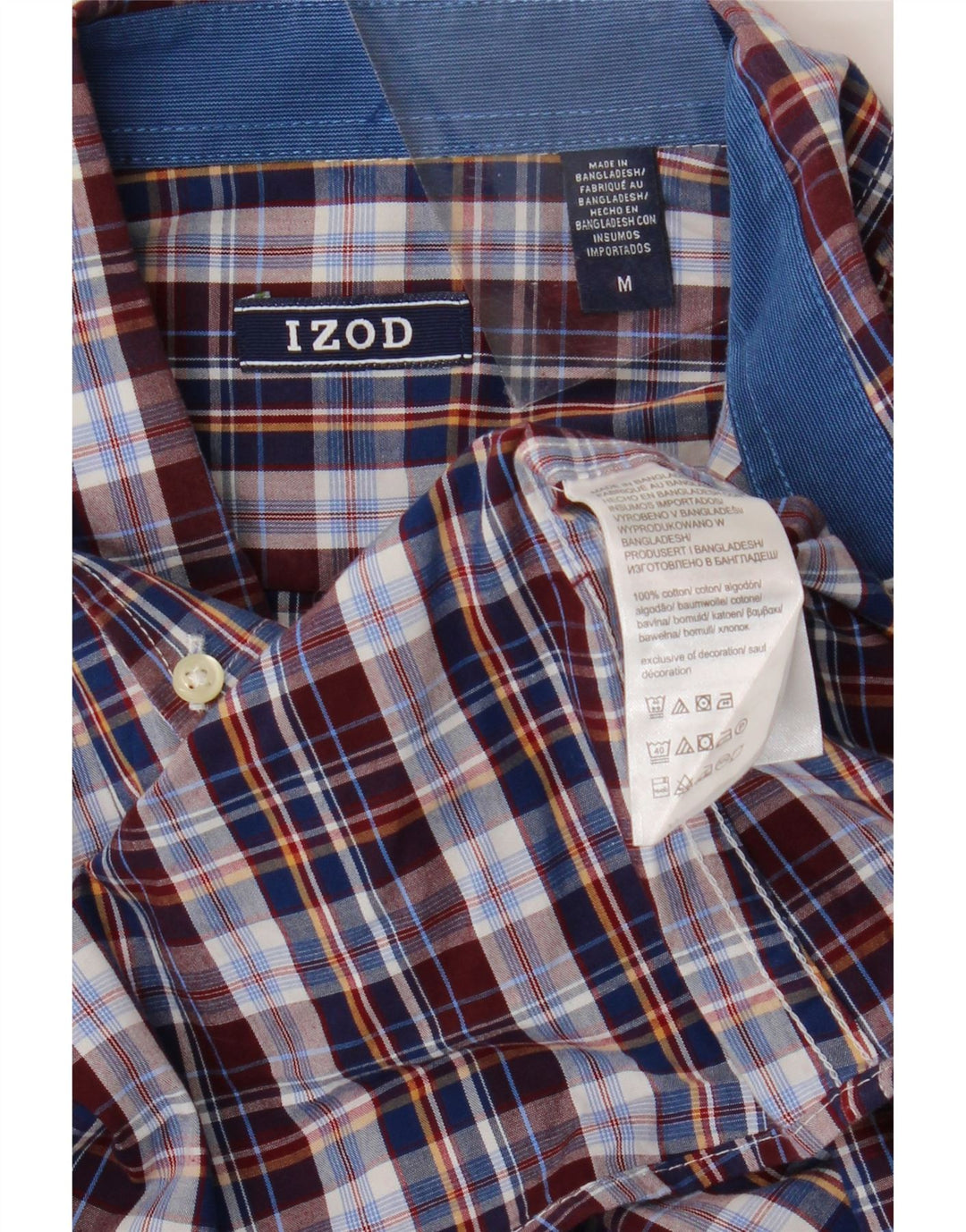 Camisa Hombre Izod Mediana Algodón Cuadros Multicolor