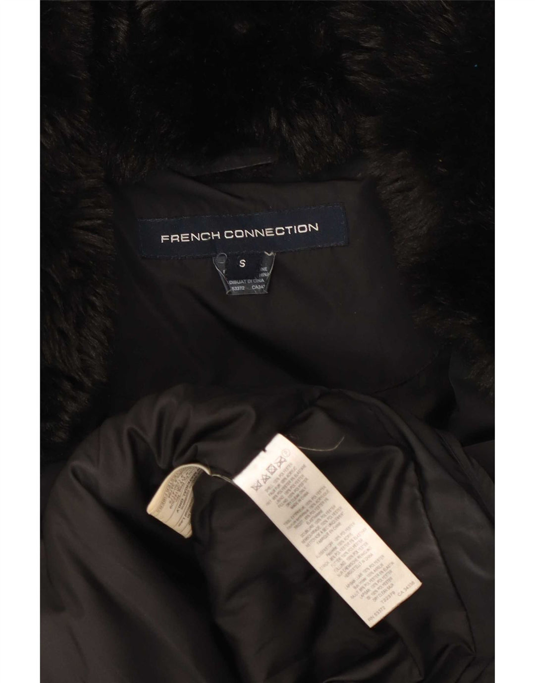 French Connection Chaqueta acolchada con capucha para mujer UK 10 Small Poliéster negro