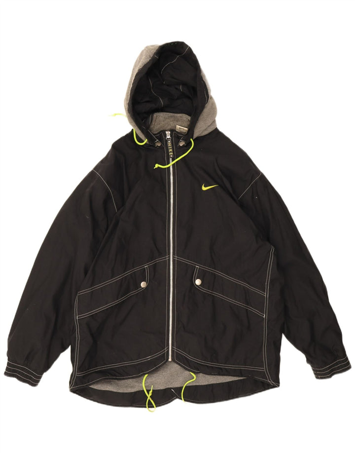 Nike - Chaqueta cortavientos con capucha para mujer, talla grande, nailon negro, talla 12/14