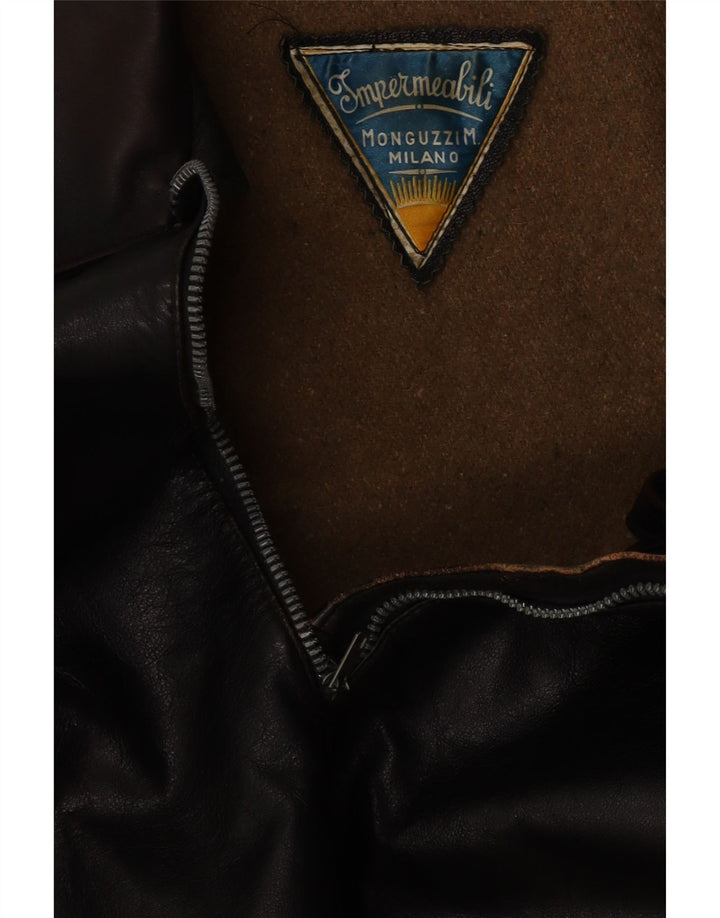 Vintage hombres chaqueta de cuero Reino Unido 38 medio negro