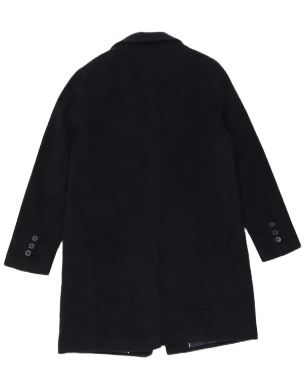 Zara Mujer Abrigo UK 40 Medio Lana Azul Marino