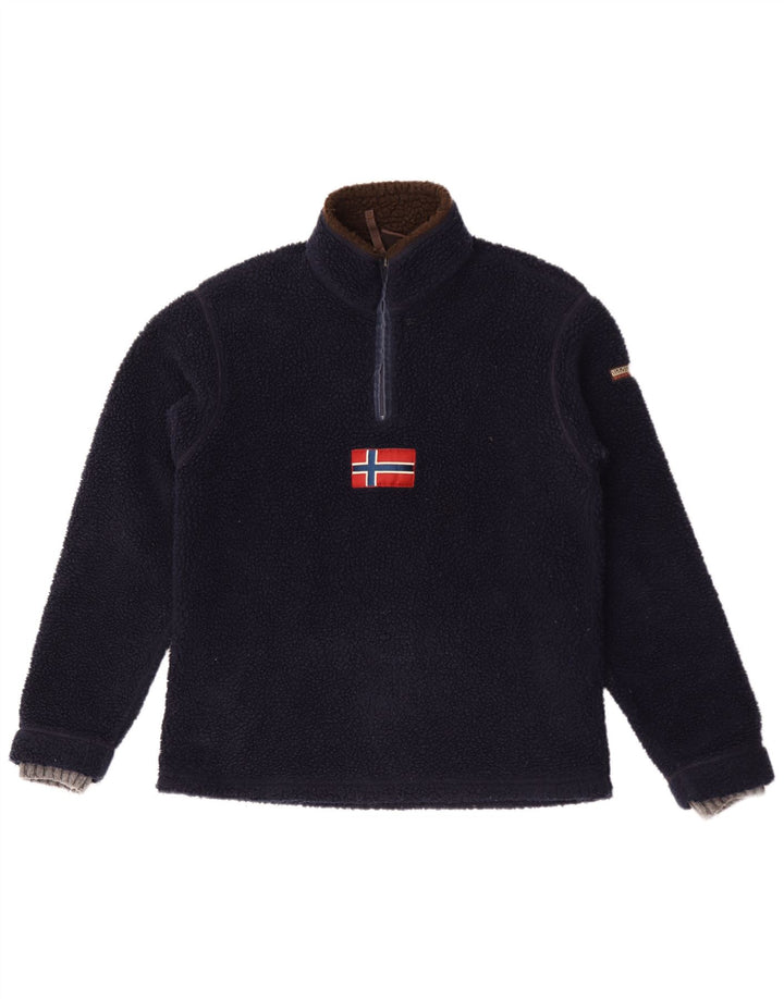 Napapijri Jersey de forro polar con cuello y cremallera gráfico para hombre Poliéster azul marino medio