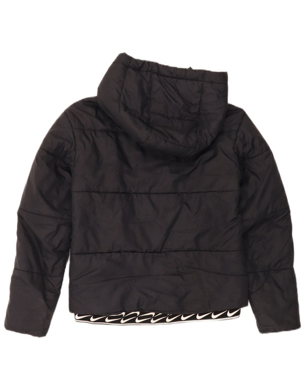 Nike Chaqueta acolchada con capucha gráfica para mujer UK 6 XS Poliéster negro