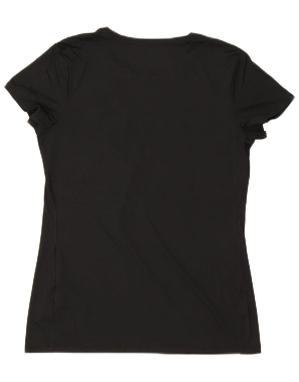 NIKE Mujer Dri Fit Graphic Camiseta Top UK 40 Grande Poliéster Negro